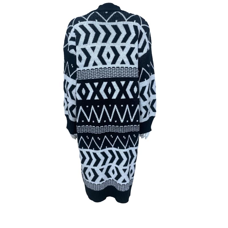 Women's long sleeved front slit winter pullover Christmas printed cardigan plaid sweater jacket