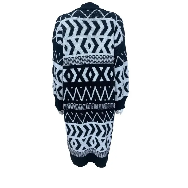 Women's long sleeved front slit winter pullover Christmas printed cardigan plaid sweater jacket